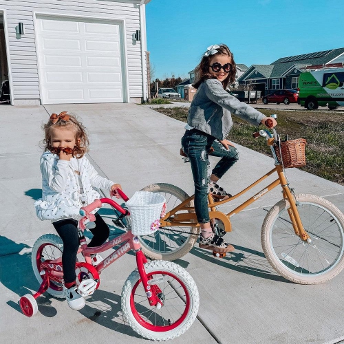 JOYSTAR Fantasy 14 Inch Kids’ Bike for 3-5 Year Toddlers, Offers Training Wheels, Basket, Cheerful Yellow Hue