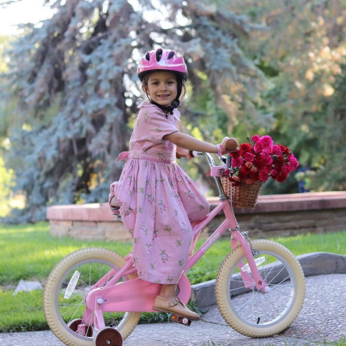 JOYSTAR Fantasy 12 Inch Toddler Ride for 3-4 Year Girls, Offers Training Wheels, Basket, Lovely Pink Hue