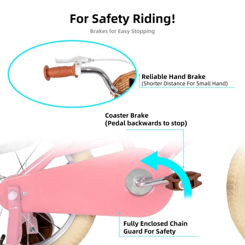 JOYSTAR Fantasy 12 Inch Toddler Ride for 3-4 Year Girls, Offers Training Wheels, Basket, Lovely Pink Hue