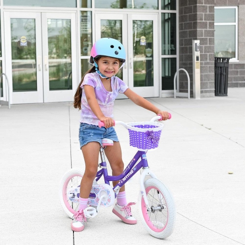 JOYSTAR Angel 14 Inch Girls Cycle for Ages 3-5 Years | Children’s Bike with Training Wheels & Basket | 14" Toddler Bicycle