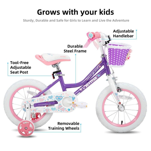 JOYSTAR Angel 16 Inch Girls Bike for Ages 4-7 Years | Kids’ Bicycle with Training Wheels & Basket | 16" Youth Cycle