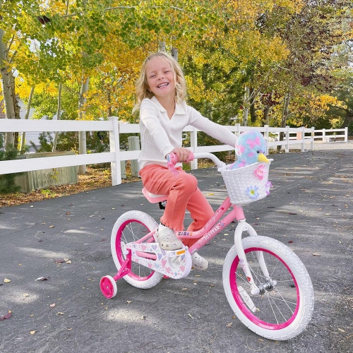 JOYSTAR Angel 12 Inch Girls Bicycle for Ages 2-4 Years | Toddler Bike with Training Wheels & Basket | 12" Kids Bike