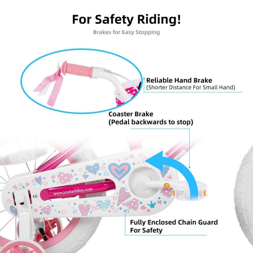 JOYSTAR Angel 18 Inch Girls Bicycle for Ages 5-9 Years | 18" Kids Bike with Handbrake & Training Wheels | Basket Included