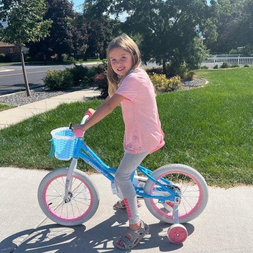 JOYSTAR Angel 16 Inch Girls Bike for Ages 4-7 Years | Kids’ Bicycle with Training Wheels & Basket | 16" Youth Cycle