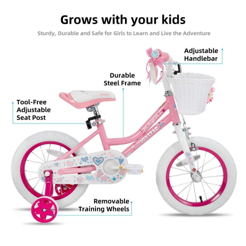 JOYSTAR Angel 16 Inch Girls Bike for Ages 4-7 Years | Kids’ Bicycle with Training Wheels & Basket | 16" Youth Cycle