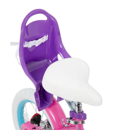 JOYSTAR Little Daisy 14 Inch Toddler Bicycle with Training Wheels, Doll Seat, Basket, Streamers, Princess Ride for Girls 3-5 Years, Fuchsia