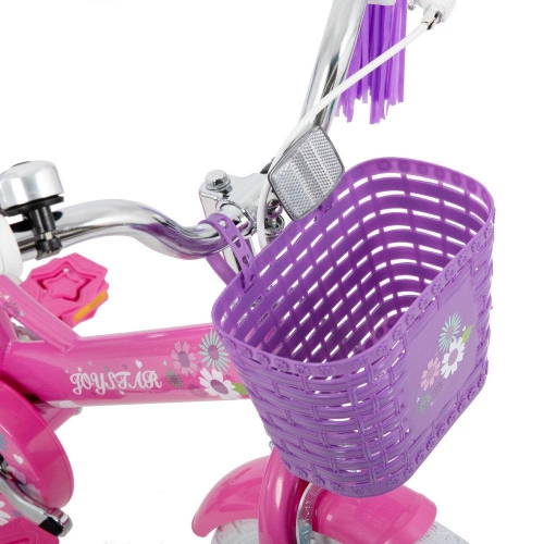 JOYSTAR Little Daisy 14 Inch Toddler Bicycle with Training Wheels, Doll Seat, Basket, Streamers, Princess Ride for Girls 3-5 Years, Fuchsia
