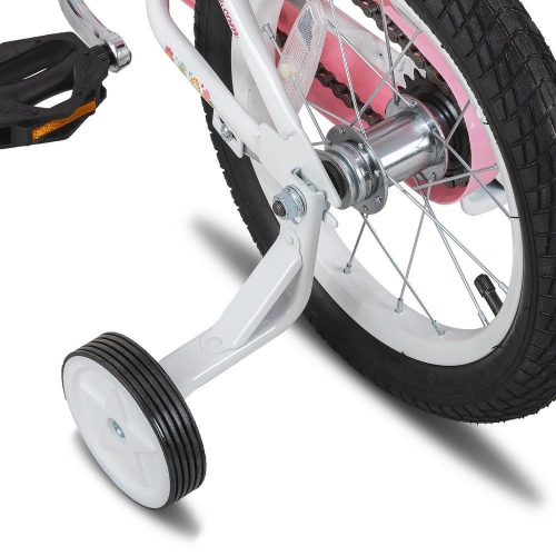 JOYSTAR Little Daisy 16 Inch Toddler Ride with Training Wheels, Doll Seat, Basket, Streamers, Princess Design for Girls 4-7 Years, White