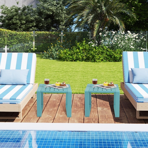 Gymax Outdoor Side Table Set of 2 18'' Weather Resistant Adirondack Table Patio