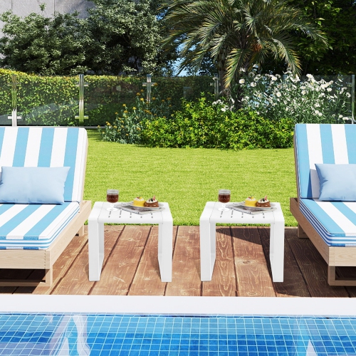 Gymax Outdoor Side Table Set of 2 18'' Weather Resistant Adirondack Table Patio