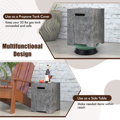 Gymax Propane Metal Tank Cover w/ Adjustable Foot Pad Cut-out Handle for Patio Garden