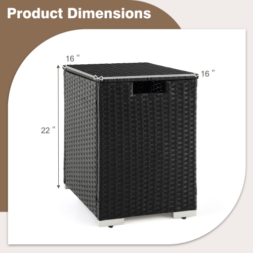 Gymax 16'' Rattan Propane Tank Cover Hideaway Side Table 20 lbs Propane Gas Holder