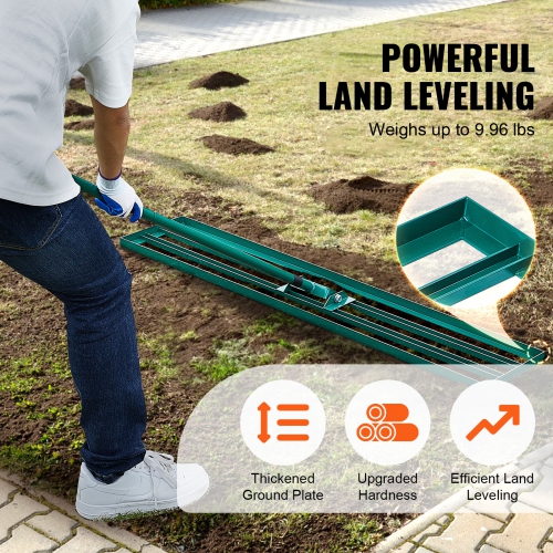 VEVOR 48"x10" Lawn Leveling Rake, Level Lawn Tool, Heavy-duty Lawn Leveler with 78" Steel Extended Handle, Yard Leveling Rake Suit for Garden, Golf