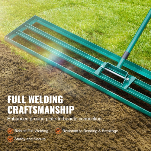 VEVOR 48"x10" Lawn Leveling Rake, Level Lawn Tool, Heavy-duty Lawn Leveler with 78" Steel Extended Handle, Yard Leveling Rake Suit for Garden, Golf