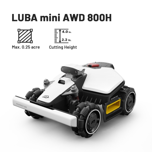 Image 1 of 11.. LUBA Mini AWD 800H Robot Lawn Mower, Reception 0.2 Ace, Max 0.25 Acre, All-Wheel-Drive for 80% Slope, No Perimeter Wire, With 4G, UltraSense AI