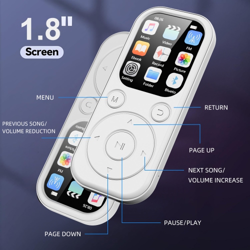 Bluetooth MP3 Lossless Music Player FM Radio Recorder Sport MP3 Player（64GB)