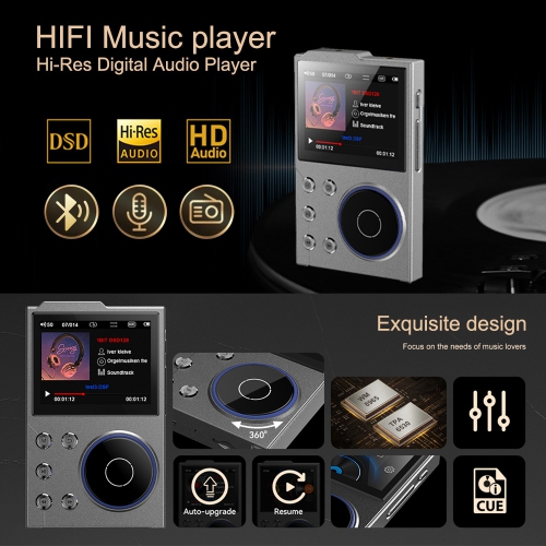 MP3 Player, Lossless DSD High Resolution Portable HiFi Digital Audio Music Player(16GB+8GB)