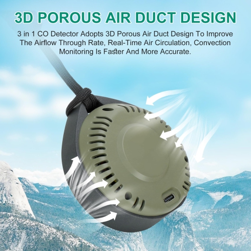 Détecteurs portatifs de monoxyde de carbone pour les voyages, mini moniteur 3-en-1 de monoxyde de carbone avec succion, moniteur de monoxyde de
