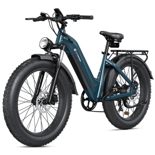 Image 1 of 10.. CYCROWN CycVerve Electric Bike for Adults With Racks & Fenders(1000W Motor/120KM Range/45KM/H Top Speed/ 26" x 4.0 Fat Tires) - Emerald Green