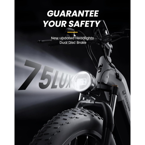 Vélo électrique CycVerve de CYCROWN pour adultes avec porte-bagages et garde-boue - Gris foncé