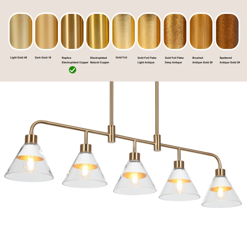 Uolfin 5 -Light White Linear with Clear Cone Glass Modern/contemporary For Use in Bedrooms, Dining Rooms, Foyers, Kitchens, Living Rooms Chandelier