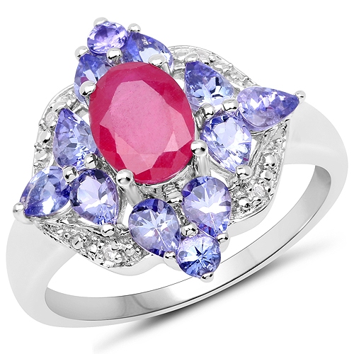 Image 1 of 1.. 3.06 Carat Genuine Glass Filled Ruby White Topaz 925 Silver 3 Pc Jewelry Set