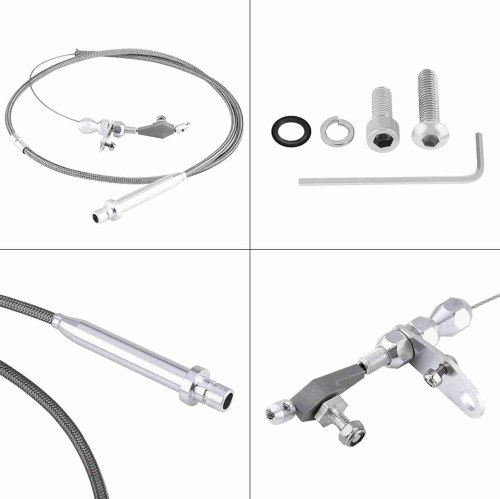 For Chevy TH350 Stainless Steel Braided Transmission Kick Down Cable Detent Kickdown