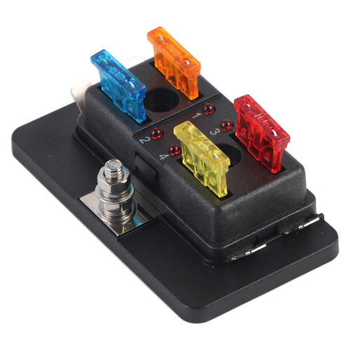 Porte-boîte à fusibles à lame de circuit 4 voies avec trousse de feux d'avertissement LED pour lesmots clés marins de fourgonnette de voiture