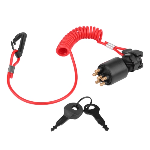 Ignition Key Switch & Safety Lanyard for Johnson Evinrude Boat 5005801
