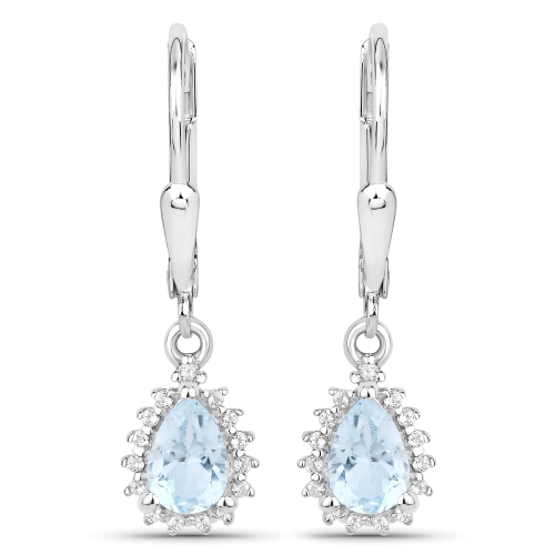 2.00 carat – Ensemble de bijoux .925 en argent sterling, topaze bleue véritable et topaze blanche