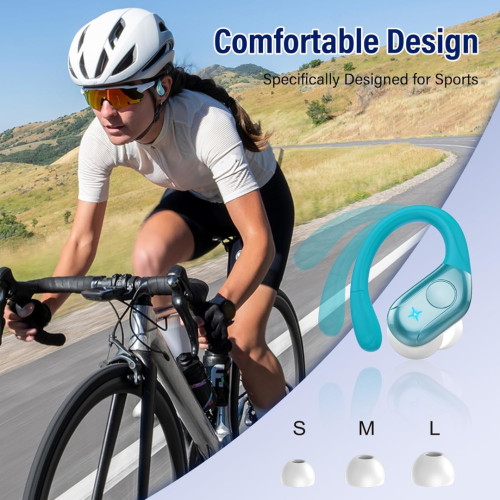 Wireless Earbuds, 75H Bluetooth 5.4 Headphones, Sport Wireless Earphones with 4 ENC Mic, Stereo Bass, IP7, Bluetooth Earbuds with Earhooks for