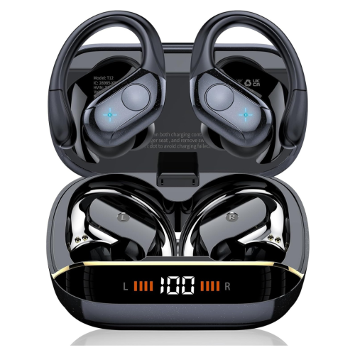 Wireless Earbuds, 75H Bluetooth 5.4 Headphones, Sport Wireless Earphones with 4 ENC Mic, Stereo Bass, IP7, Bluetooth Earbuds with Earhooks for