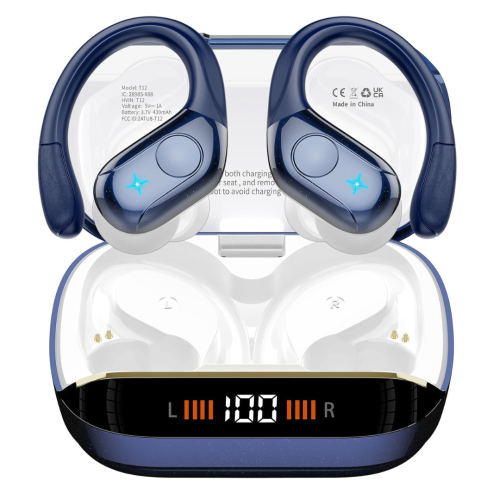 Wireless Earbuds, 75H Bluetooth 5.4 Headphones, Sport Wireless Earphones with 4 ENC Mic, Stereo Bass, IP7, Bluetooth Earbuds with Earhooks for