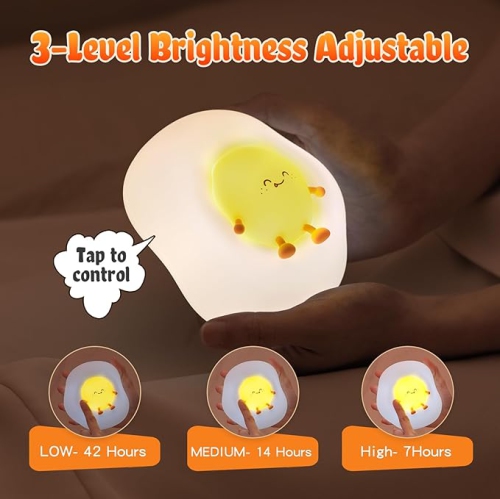 Fried Egg Cute Night Lights for Toddler, Kids, Baby, Nursery Warm Light Ambient Lamp for Snoothing, Sleeping Companion