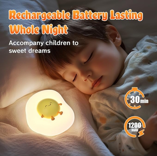 Fried Egg Cute Night Lights for Toddler, Kids, Baby, Nursery Warm Light Ambient Lamp for Snoothing, Sleeping Companion