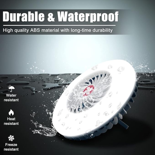 Portable Camping Fan with LED Lantern USB Rechargeable Waterproof Tent Fan with Hanging Hook Magnet Survival Kits