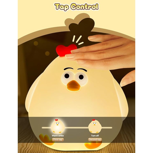 LED Night Light for Kids, Silicone Chick Cute Lamp,3 Level Dimmable,30 Minutes Timer Nightlight for Kids, Bedside Touch Baby Night Light, Soft Lamp