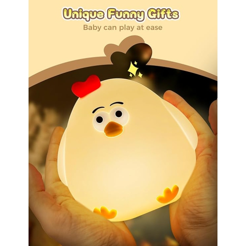 LED Night Light for Kids, Silicone Chick Cute Lamp,3 Level Dimmable,30 Minutes Timer Nightlight for Kids, Bedside Touch Baby Night Light, Soft Lamp