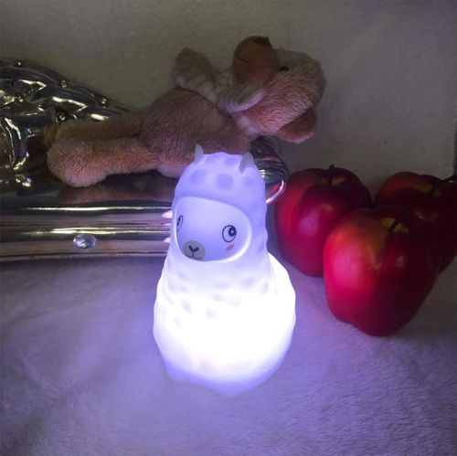 Veilleuse pour enfants Animal Alpaca, lampe de chevet LED pour chambre d'enfant, lampe en silicone souple rechargeable, luminosité et couleurs