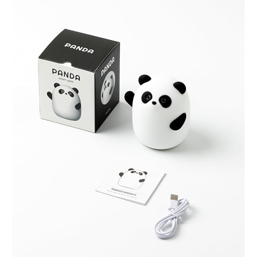 Veilleuse Panda en silicone, lampe LED à commande automatique avec éclairage doux réglable à 3 niveaux, veilleuse rechargeable avec minuterie et