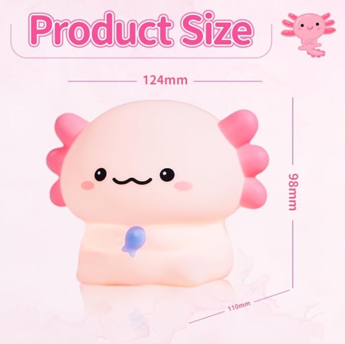 Cute Axolotl Silicone Night Light, Sitting Baby Newt Silicone Nursery Night Lamp, Rechargeable Table Lamp Bedside Lamp