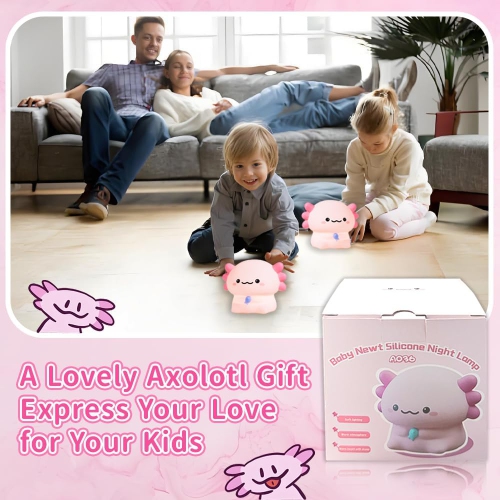 Cute Axolotl Silicone Night Light, Sitting Baby Newt Silicone Nursery Night Lamp, Rechargeable Table Lamp Bedside Lamp