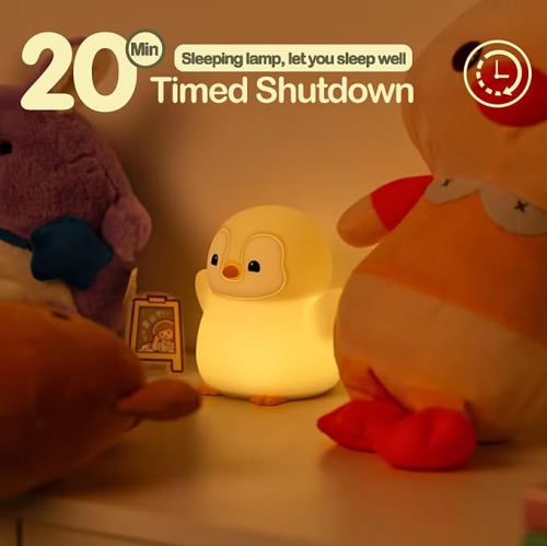 Veilleuse «&nbsp;Happy Penguin&nbsp;», lampe en forme d'animal de fantaisie spongieux LED, silicone de qualité alimentaire, 2 niveaux d'intensité