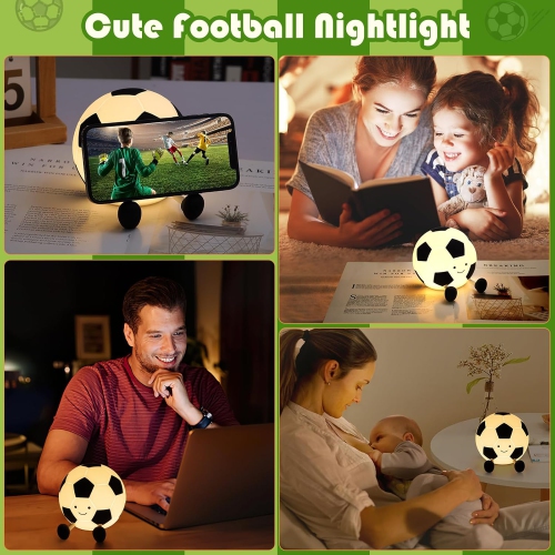 Veilleuse de soccer pour garçons Lampe lumineuse en silicone à intensité réglable pour décoration de chambre de garçon Cadeaux de Noël pour enfants