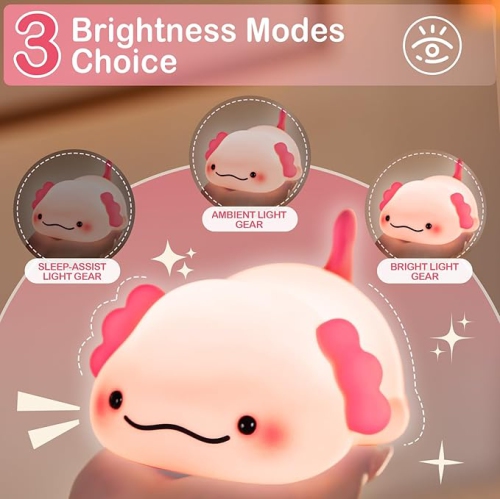 Veilleuse Axolotl pour enfants, lampe douce et rechargeable - Silicone Adorable Noël Axolotl Cadeaux pour enfants - Ouch Light