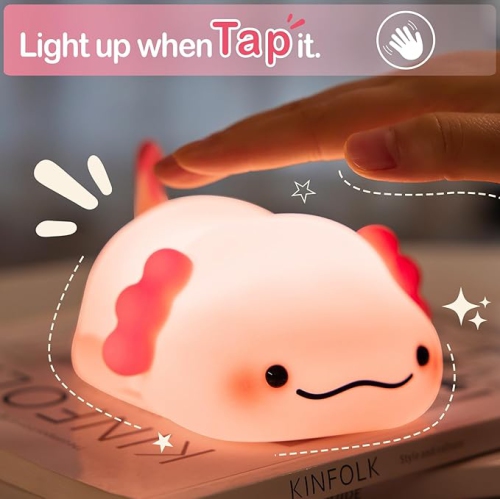 Veilleuse Axolotl pour enfants, lampe douce et rechargeable - Silicone Adorable Noël Axolotl Cadeaux pour enfants - Ouch Light