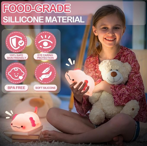 Veilleuse Axolotl pour enfants, lampe douce et rechargeable - Silicone Adorable Noël Axolotl Cadeaux pour enfants - Ouch Light