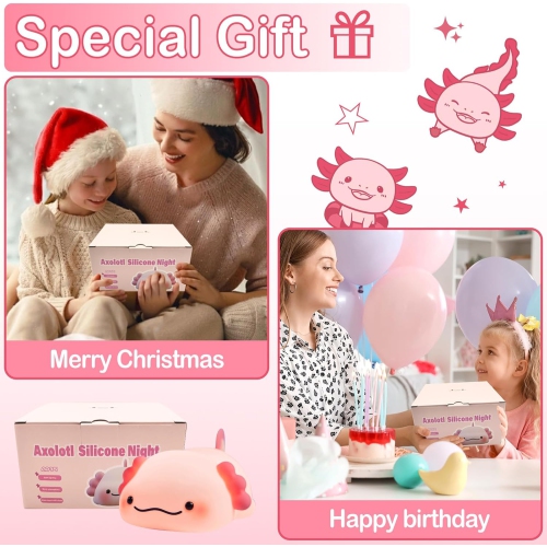 Veilleuse Axolotl pour enfants, lampe douce et rechargeable - Silicone Adorable Noël Axolotl Cadeaux pour enfants - Ouch Light