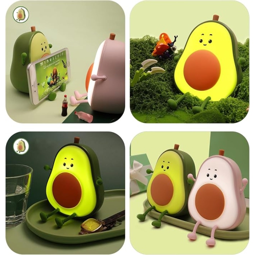 Veilleuse avocat, lampe de nuit fruit pour chambre d'enfant, lampes rechargeables USB à 3 niveaux de luminosité, veilleuse temporisée pour chambre de