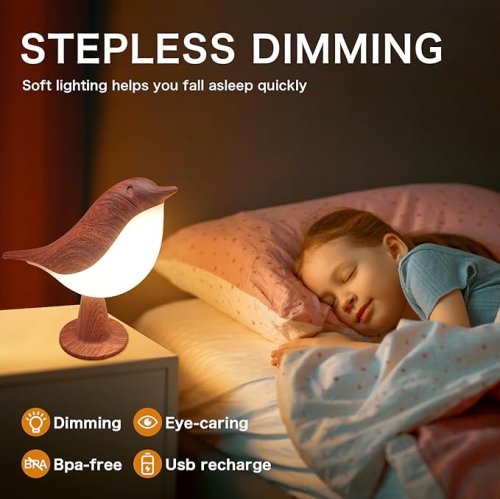 Petite lampe de bureau 2 en 1, lampe de table sans fil Bird avec gradateur de température de couleur 3 et capteur tactile - Veilleuse à pile